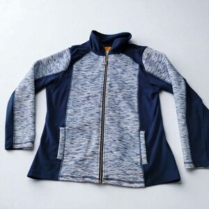 Ruby Rd womens LARGE Blue Full Zip Track Jacket Stretch Pockets